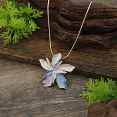 1pc Handmade Enamel Double Layer Three Dimensional Five Petal Flower Pendant Women'S Fashion Necklace  South European Special Exquisite Design  Elegant and Noble Accessory  Suitable for Daily Versatile Beach Vacation Music Festival Party Beer Festival Car