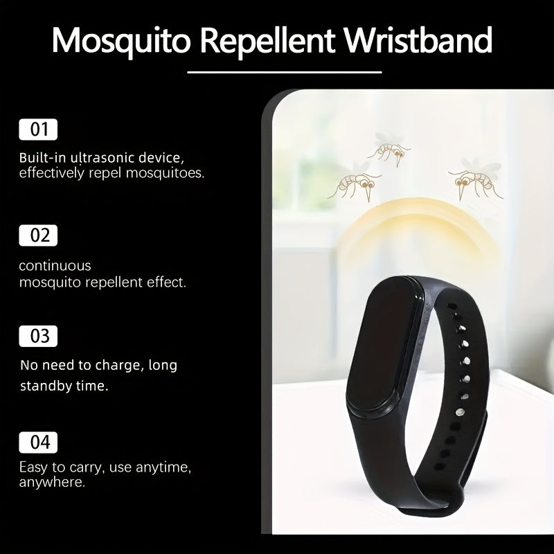 Black Electronic Mosquito Repellent Wristband – Comfortable Fit  Physical Insect Repellent  Non Toxic  Unisex Design  Suitable for Fishing and Outdoor Activities  Includes 2 Button Batteries  Stylish Wearable Bracelet | Modern Wearable | Physical Insect R