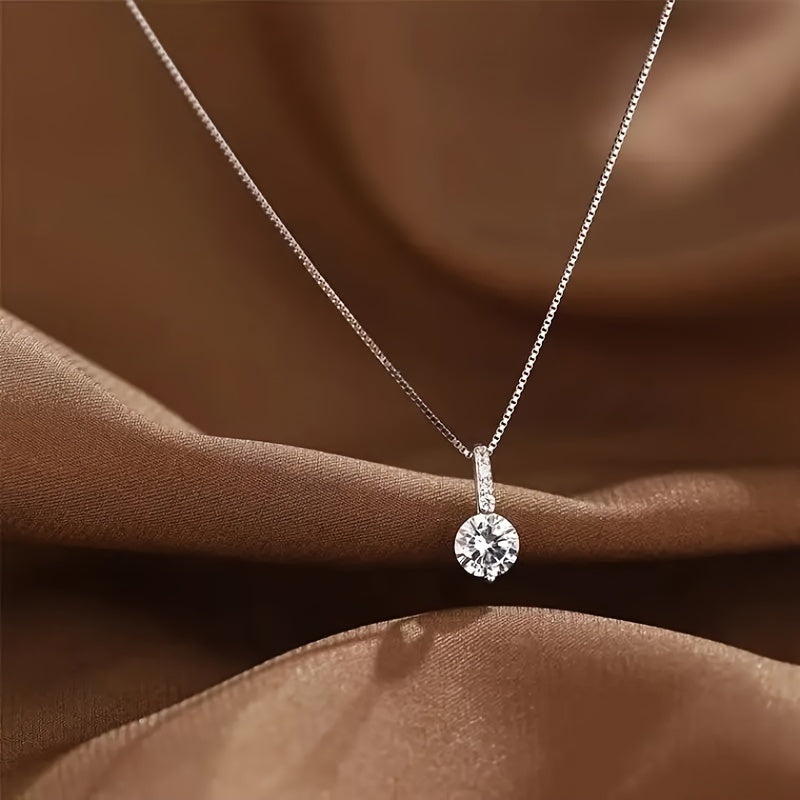 1pc Elegant Synthetic Zirconia Teardrop Pendant Necklace   Sparkling Clavicle Chain Jewelry for Women  Perfect for Valentine'S Day  Anniversaries  Birthdays & Parties  Daily Wear Necklace | Sparkling Pendant | Zirconia Gemstone