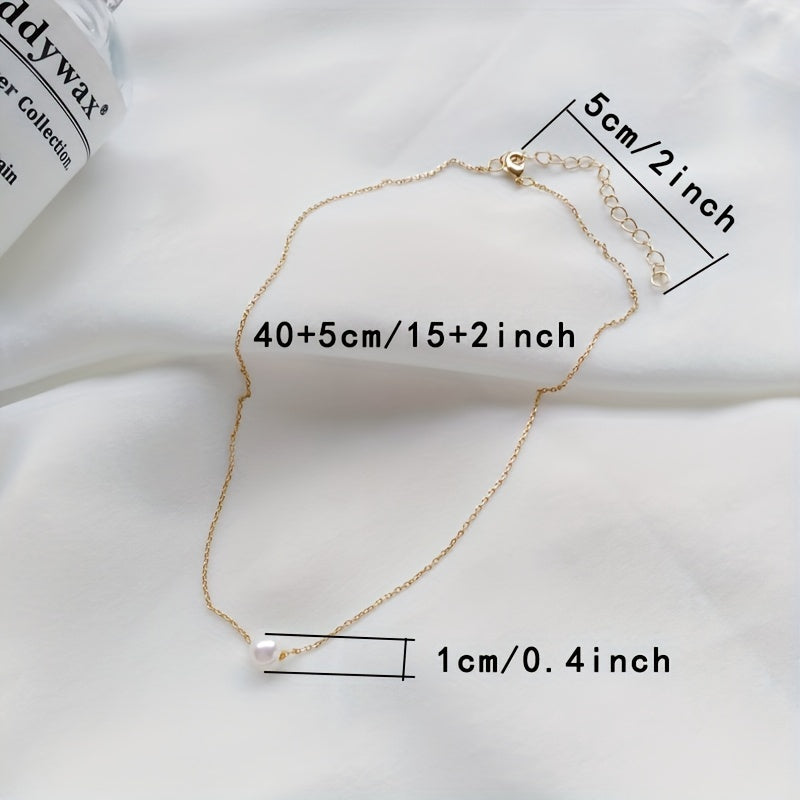1pc Elegant Golden Tone Alloy Imitation White Pendant Necklace for Women   Simple & Fashionable Chain Jewelry for Daily Wear  Parties  Valentine's Day Gift  Year Round Versatile Accessory  Necklace  Party Jewelry  Versatile Jewelry  Delicate Craftsmanship