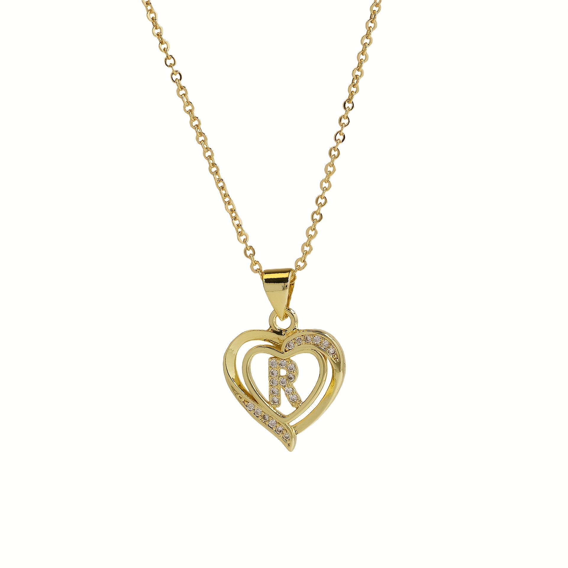 1pc 's Initial Necklace   1 Golden Plated Golden Plated Heart Pendant with A Z Letters (A Z)   Name Jewelry Gift for Wedding  Mother's Day    Elegant Golden Tone Initial Charm for Casual Attire & Special Occasions  for Teenager
