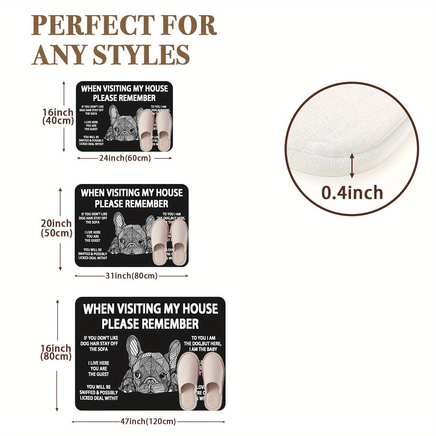 1Pc Funny French Bulldog Doormat "When Visiting My House"