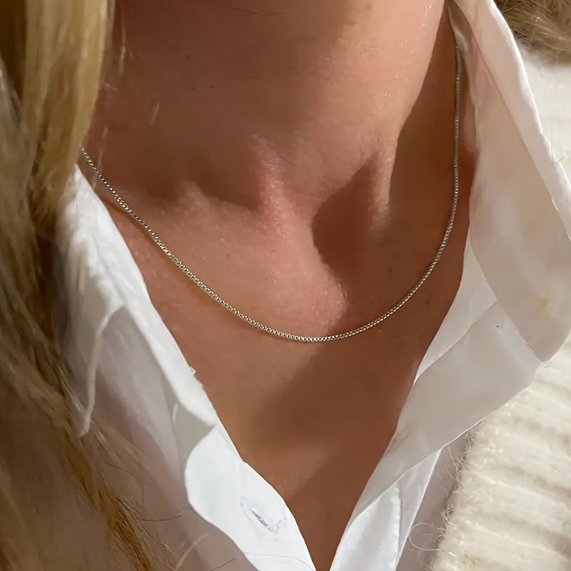 A 316L Stainless Steel Chain Box Chain Necklace for Women And Men  Trendy Hip Hop 316L Stainless Steel Jewelry Accessory with a Simple And High End Chain for Women  New Style DIY Women'S Collar Necklace.