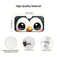 1pc Cute Big Eye Penguin Car Windshield Sunshade   Foldable Fit for SUV & Truck Front Windows  UV Protection & Heat Reduction  Adorable Cartoon Design with Expressive Eyes  Durable Automotive Accessory  Vehicle Heat Shield | Quality Reflective Material  P