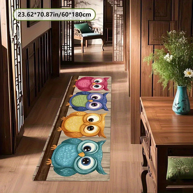 1Pc Of Cartoon Owl Pattern Long Strip Mat Flannel