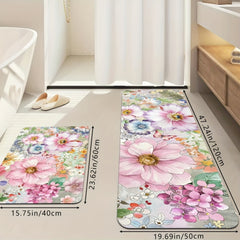 1Pc Floral Pattern Anti Slip Washable Door Mat Spring