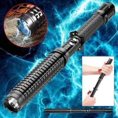 FA-HY-X10 Rechargeable Stun Gun Telescopic Baton Stick Cree LED Flashlight