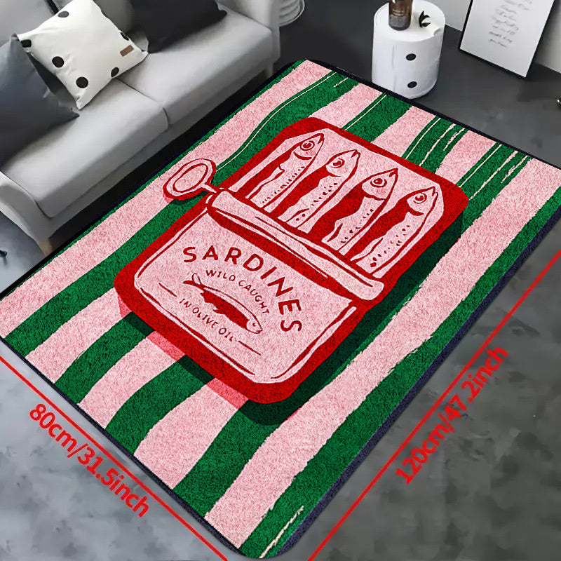 This Product Features A Sardine Can Design Mat
