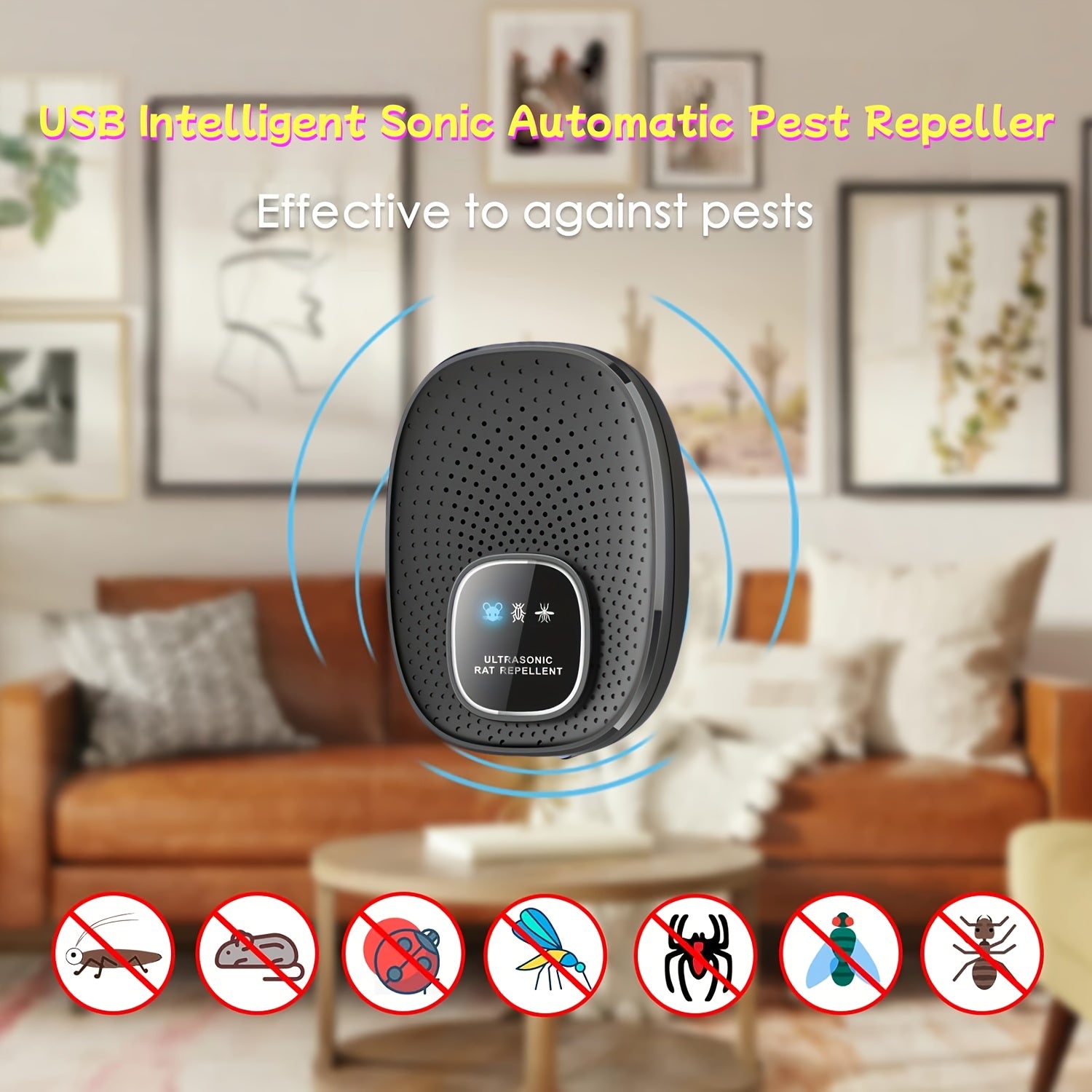 Intelligent Multi Frequency Soundwave technology Pest Repellent System for Indoor Use  Effective Against Mosquitoes  Ants  Cockroaches  Mice  Fleas  Beetles  and Other Insects  Non Toxic  Safe for Humans  Homes  Offices  and Hotels to Create a Healthy Liv