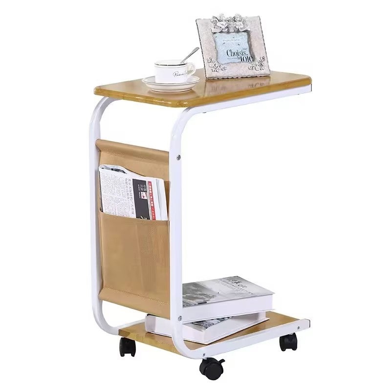 Double layer tea table on wheels