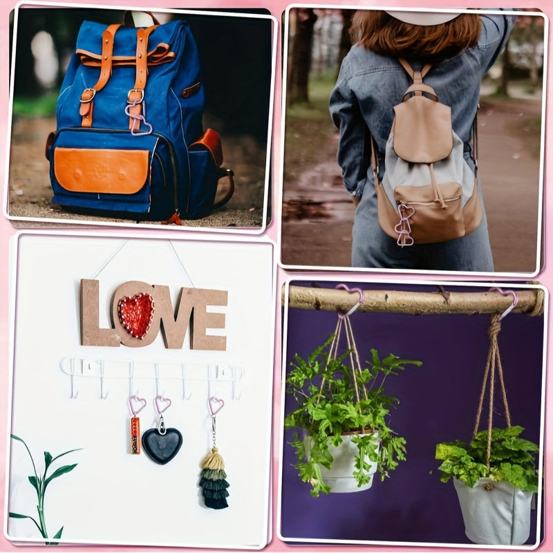 1pc/5pcs Heart Shaped Spring Hook Keychain  Aluminum Alloy  Pink  for Outdoor  Backpack  Daily Wear