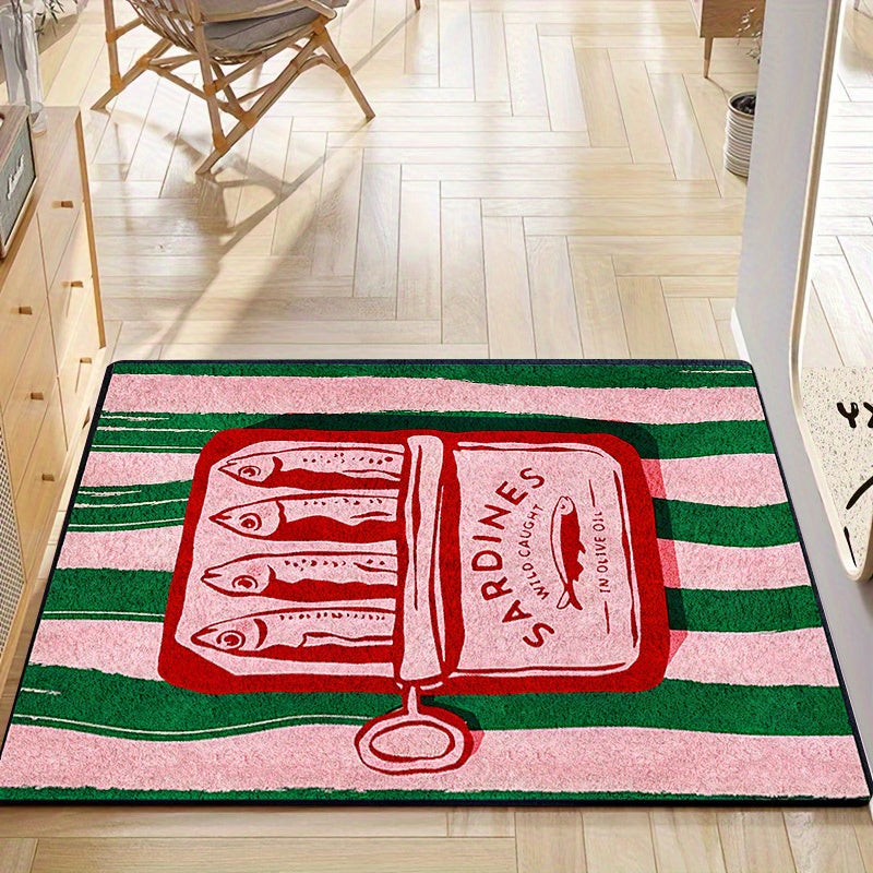 This Product Features A Sardine Can Design Mat