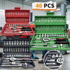 Summer special offer  46pcs multi functional maintenance tool set  portable outdoor machinery emergency repair kit  easy to deal with emergencies  including ratchet wrench  sleeve set  screwdriver head  extension rod  storage box  etc