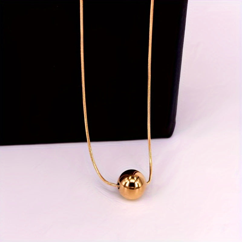 A Fashionable and Minimalist Small Round Bead Pendant  18K Golden Plated  Stainless Steel Women's Choker Necklace  Elegant Choker  Fashion Accessory  Minimalist Pendant  Sleek Design  Highquality Pendant  Lightweight Necklace  Gift For Her
