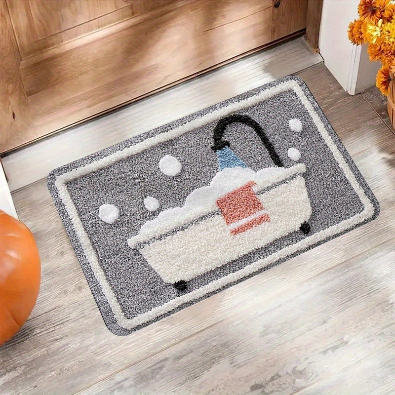 1Pc Flannel Doormat Bathtub Design 450G/㎡ 10Mm Thickened For