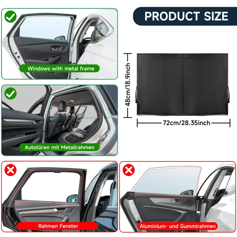 2pcs Black Car Window Shades   UV Blocking  Heat Insulating  Magnetic Privacy Curtains for Side Windows  Ideal for Camping & Outdoor Adventures  Camping Essentials | Star Pattern Design | Nonwoven Fabric