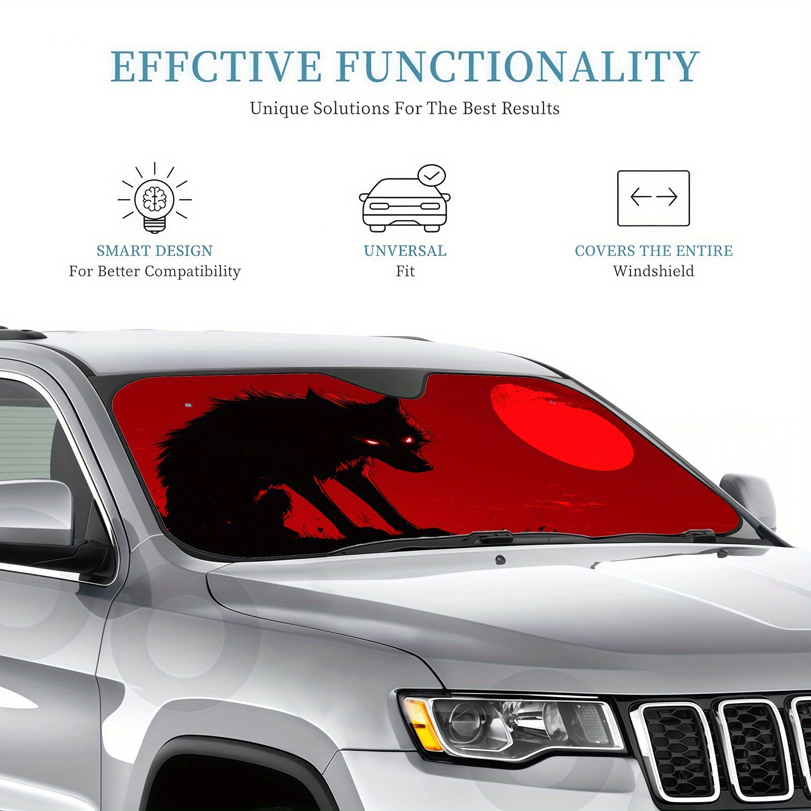 1pc Geometric Wolf Pattern Car Sunshade  Heat Resistant and Scratch Proof  Keeps Vehicle Cool Comfortably   Fits Most Cars  SUVs  Trucks  and Vans  Sun Protection | Stylish Sunshade | Durable Material  Car Windshield Sunshade