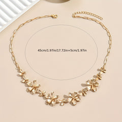 Elegant Floral Link Necklace with Golden Tone Finish   Stylish Zinc Alloy Jewelry for Daily Wear and Gift Giving  Necklace
