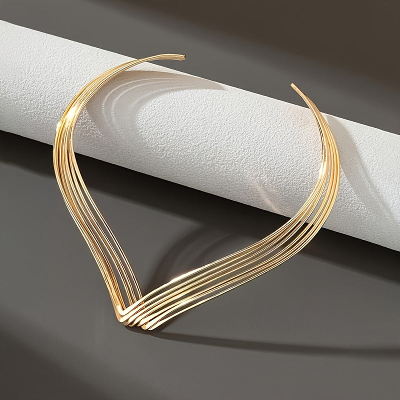 Women'S Bohemian Layered Necklace   Elegant Metallic Chain with Minimalist Lines  Everyday & Party Jewelry for Women  Year Round Versatile Layered Pendant Necklace for Casual Formal Events   Perfect Gift for Birthdays  Anniversaries  Special Occasions  Va