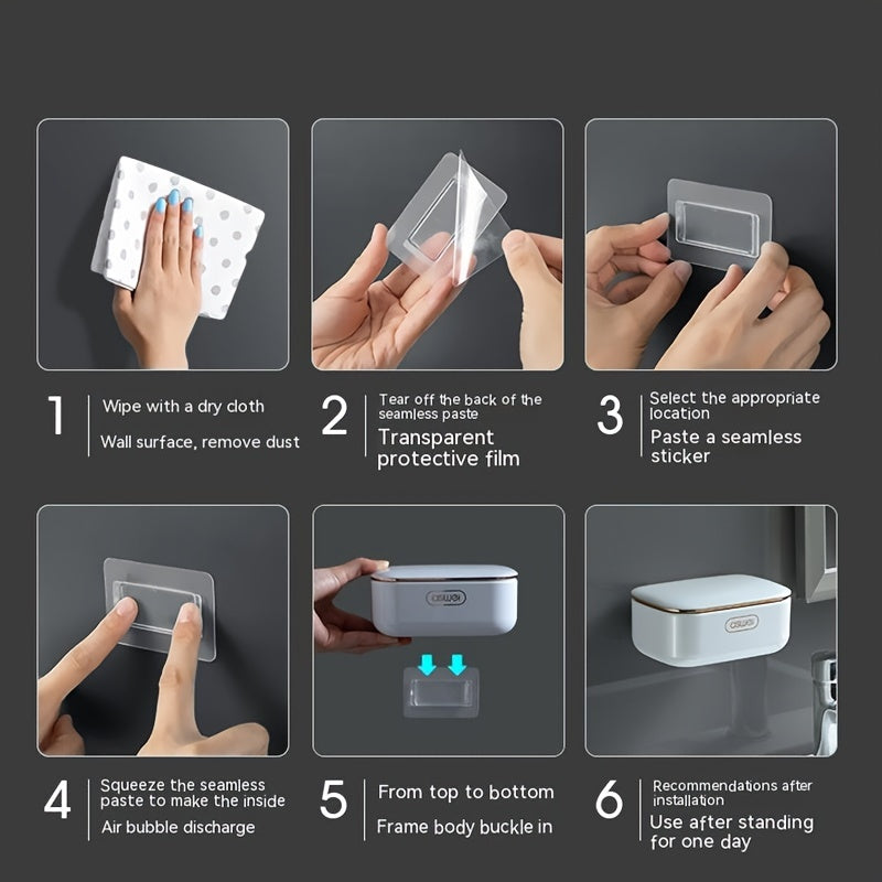 3pcs No Drill Wall Mount Adhesive Hooks for Bathroom Accessories   Perfect for Tissue Boxes  Toilet Brushes  Toothpaste Dispensers & Mop Holders