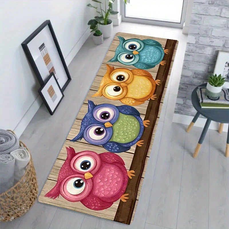 1Pc Of Cartoon Owl Pattern Long Strip Mat Flannel