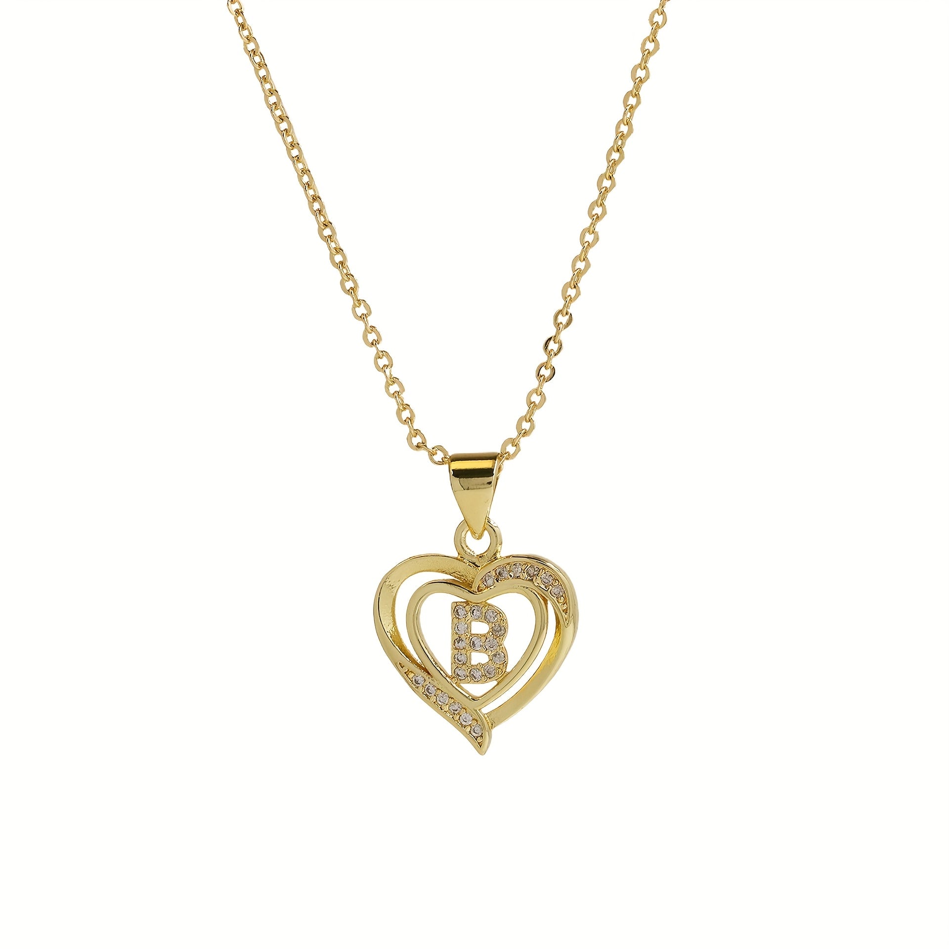 1pc 's Initial Necklace   1 Golden Plated Golden Plated Heart Pendant with A Z Letters (A Z)   Name Jewelry Gift for Wedding  Mother's Day    Elegant Golden Tone Initial Charm for Casual Attire & Special Occasions  for Teenager