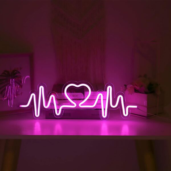 C-8 USB Powered Heart Rate Neon Lamp With Back Plate + On Off Switch