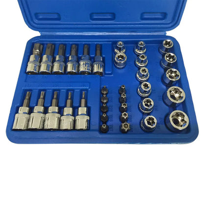 High quality 34pcs chrome vanadium steel press batch sleeve star E socket Torx bits holder
