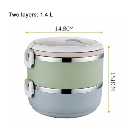 Stainless Steel Bento Gradient Color Seal Lunch Box Round Shape Portable Kids Food Container Picnic Travel For School