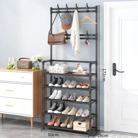 SINGLE ROW SHOE AND HAT RACK