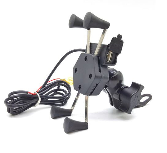 SE088 Universal X Grip Waterproof Motorbike Phone Holder Bracket With USB Port