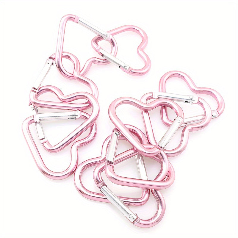 1pc/5pcs Heart Shaped Spring Hook Keychain  Aluminum Alloy  Pink  for Outdoor  Backpack  Daily Wear