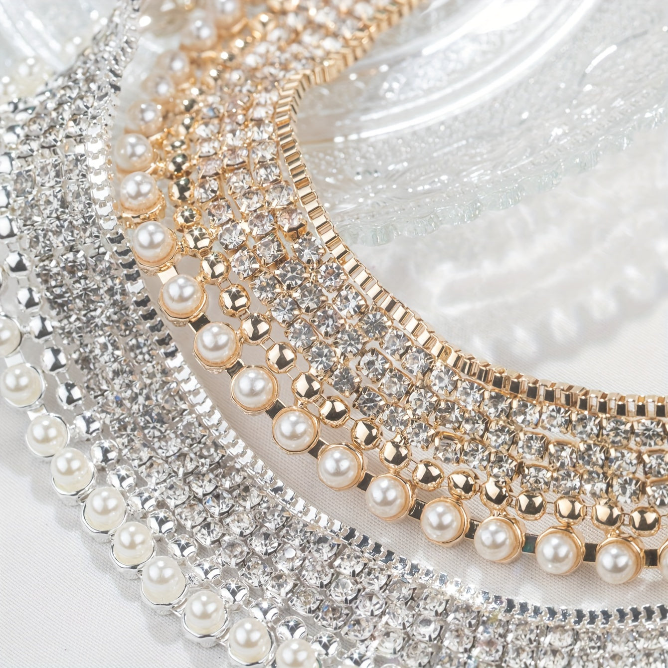 An exaggerated rhinestone and faux necklace suitable for daily wear by women