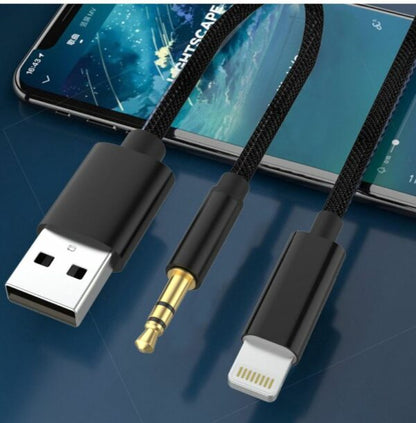 Wolulu AS-51187 Lightning – USB + 3.5mm Adapter Cable 1.2m