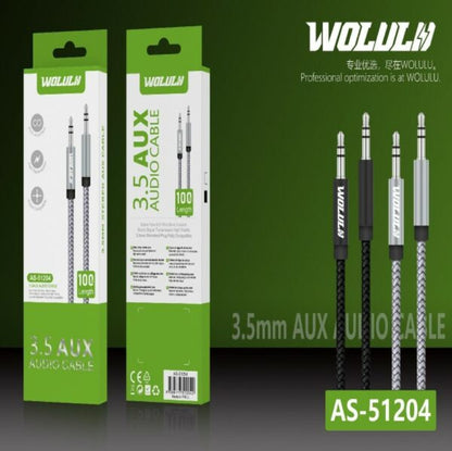Wolulu AS-51204 Male 3.5mm To Male 3.5mm Aux Cable 1m