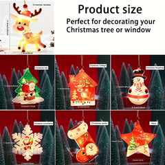 1pc Christmas LED hanging Lights  Reindeer  snowflakes  Christmas tree  snowman  socks  stars Design  Cute Style  Battery Powered  Indoor Holiday Decor  for Home  Wall  Window  Curtain  Party  Bedroom  Xmas Tree Decoration  Indoor Hanging Lights