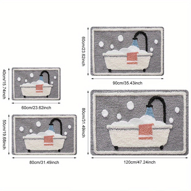 1Pc Flannel Doormat Bathtub Design 450G/㎡ 10Mm Thickened For