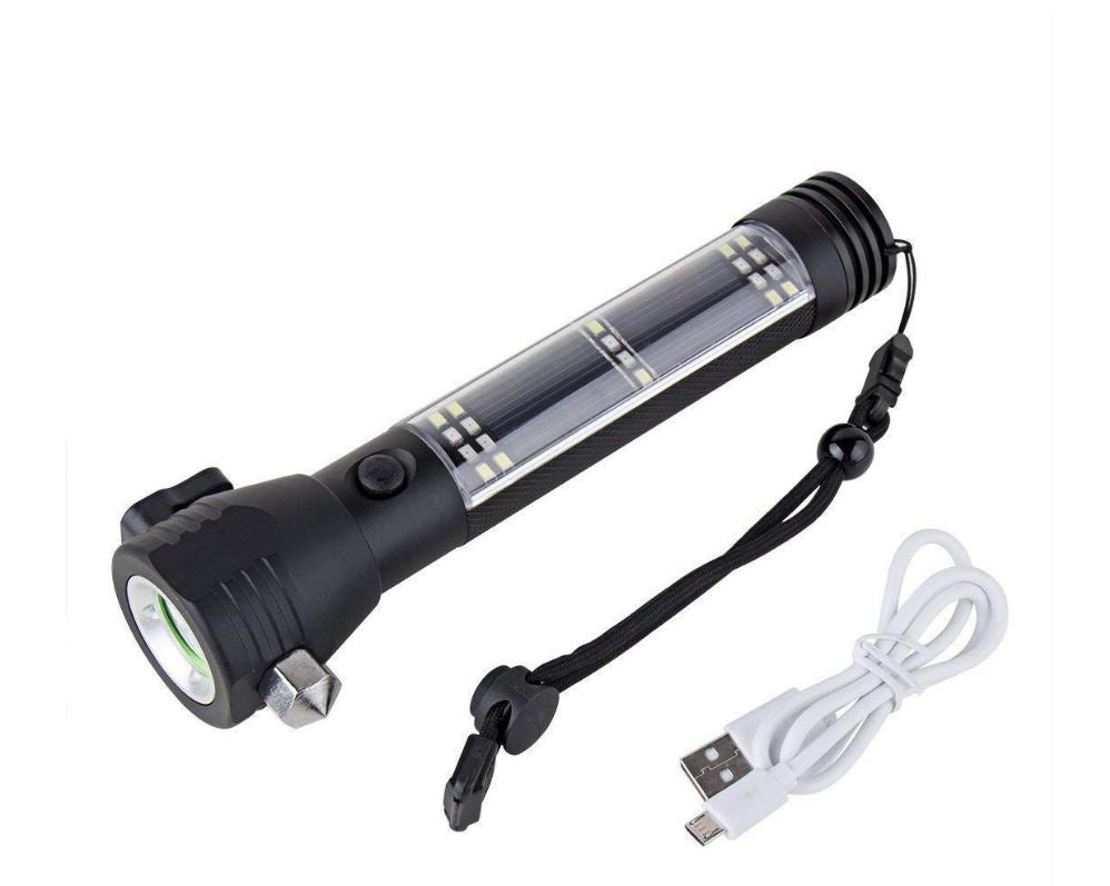FA-T09 Solar Powered Dual USB Charging Glare Aluminum Alloy Flashlight