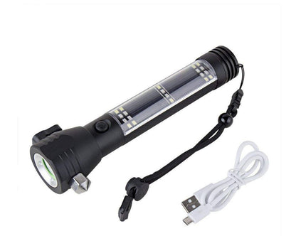 FA-T09 Solar Powered Dual USB Charging Glare Aluminum Alloy Flashlight