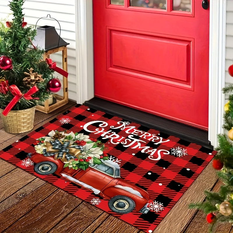 1 Christmas Theme Welcome Doormat Area Machine Washable