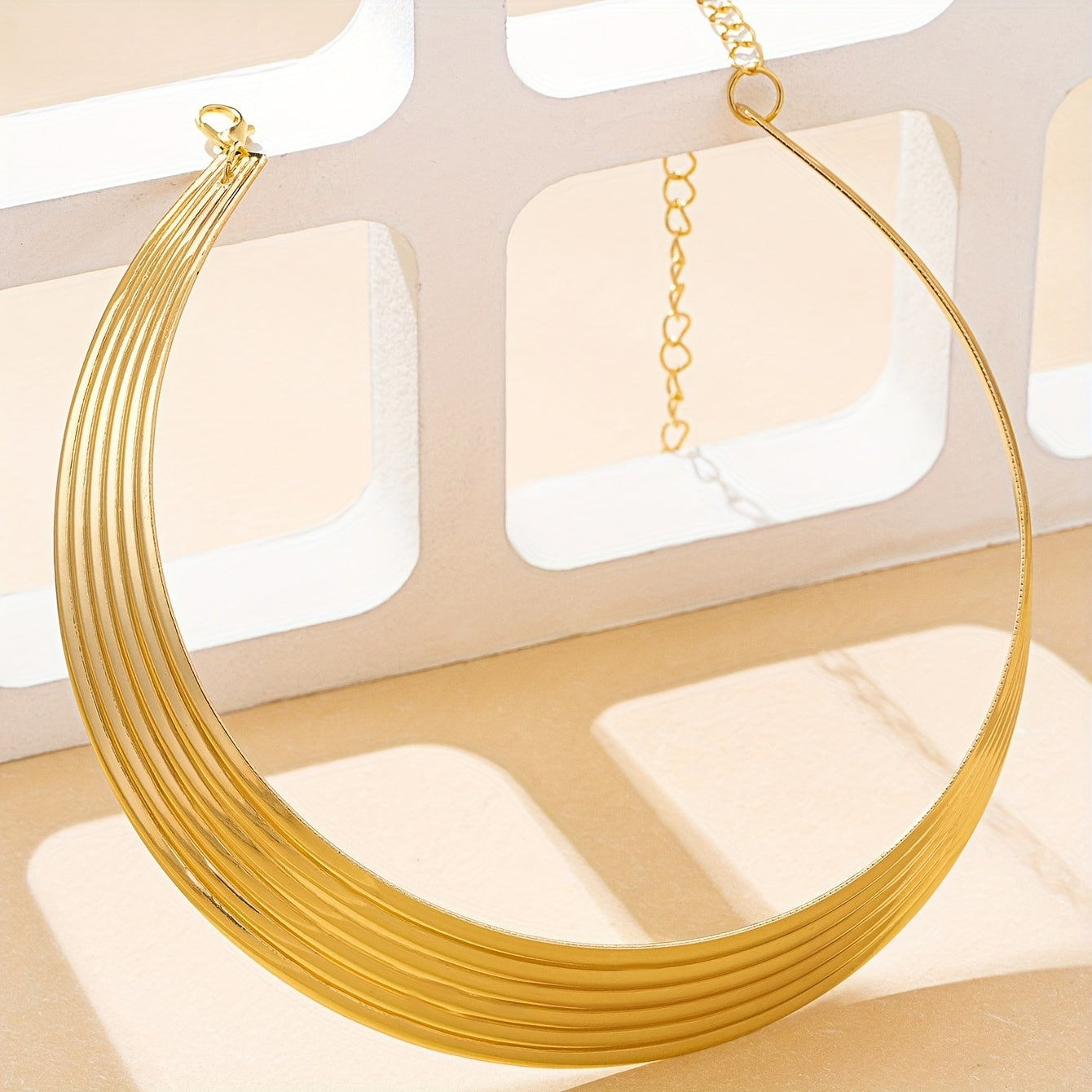 Women's Large Wide Hoop Choker Necklace   Thick Golden Toned ( Metal) Statement Jewelry  Minimalist Layering Necklace for Daily Wear & Parties  Year Round Versatile Oversized Hoop Ring like Collar Accessory  Jewlery  Christmas Brooches For Women  Layered