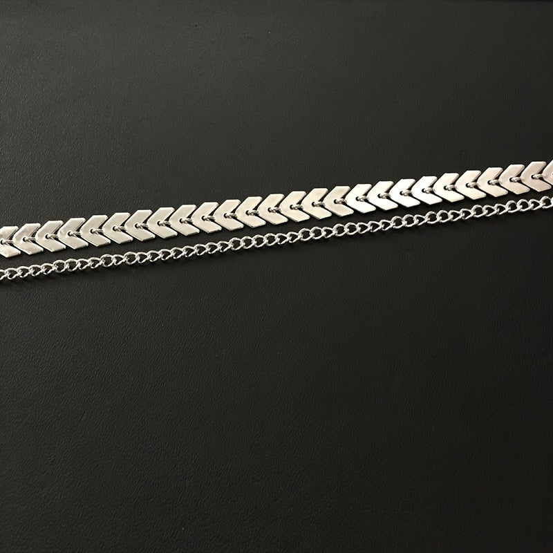 Trendy Women's Double Layer Choker Necklace   Golden Tone Bohemian Snake Chain Collar with Leaf Charm Accents  Versatile Party Jewelry for Music Festivals  Valentine's Day & Year Round Wear  Festival Accessories  Elegant Design