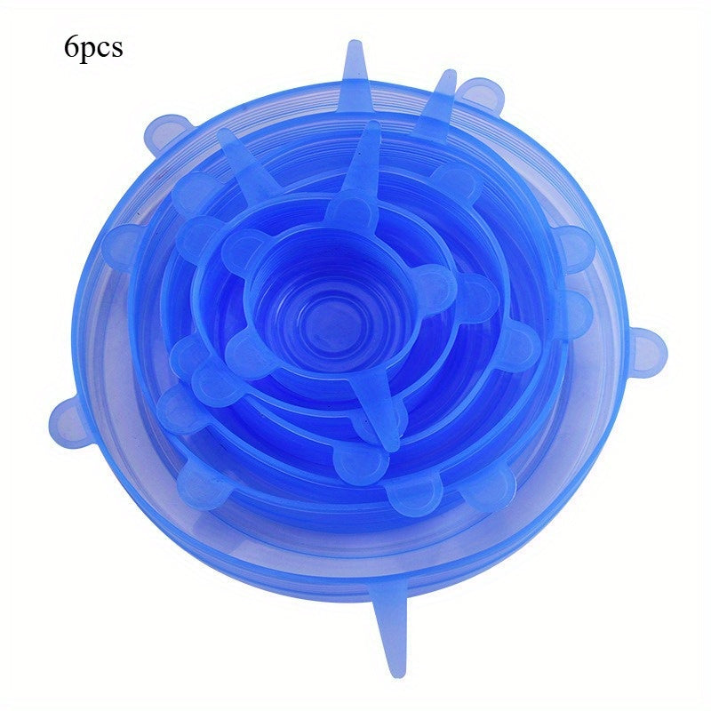 6pcs/set Food Grade Silicone Covers   Round Sealed BPA Free Fresh Keeping Lids for Cups  Pots  Pans   Durable Kitchen & Restaurant Use  Silicone Covers for Food  Kitchen Essentials  Transparent Design  Bpafree Material