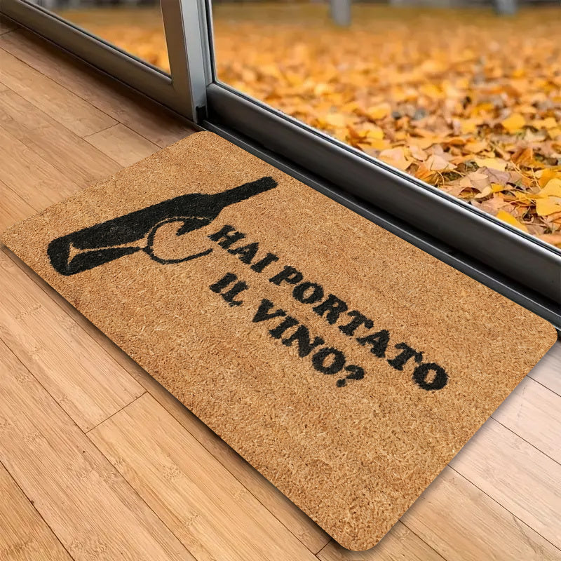 1Pc Italian Wine Themed Doormat With "Hai Portato Il