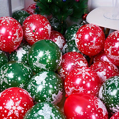 30pcs 25.4 cm Christmas Latex Balloons   Golden Green Red Confetti with Snowflake & Holly Patterns  Shiny Metallic Finish  Helium Ready for Indoor/Outdoor Xmas New Year Party Decorations (No Helium Included)   Durable & Easy Setup