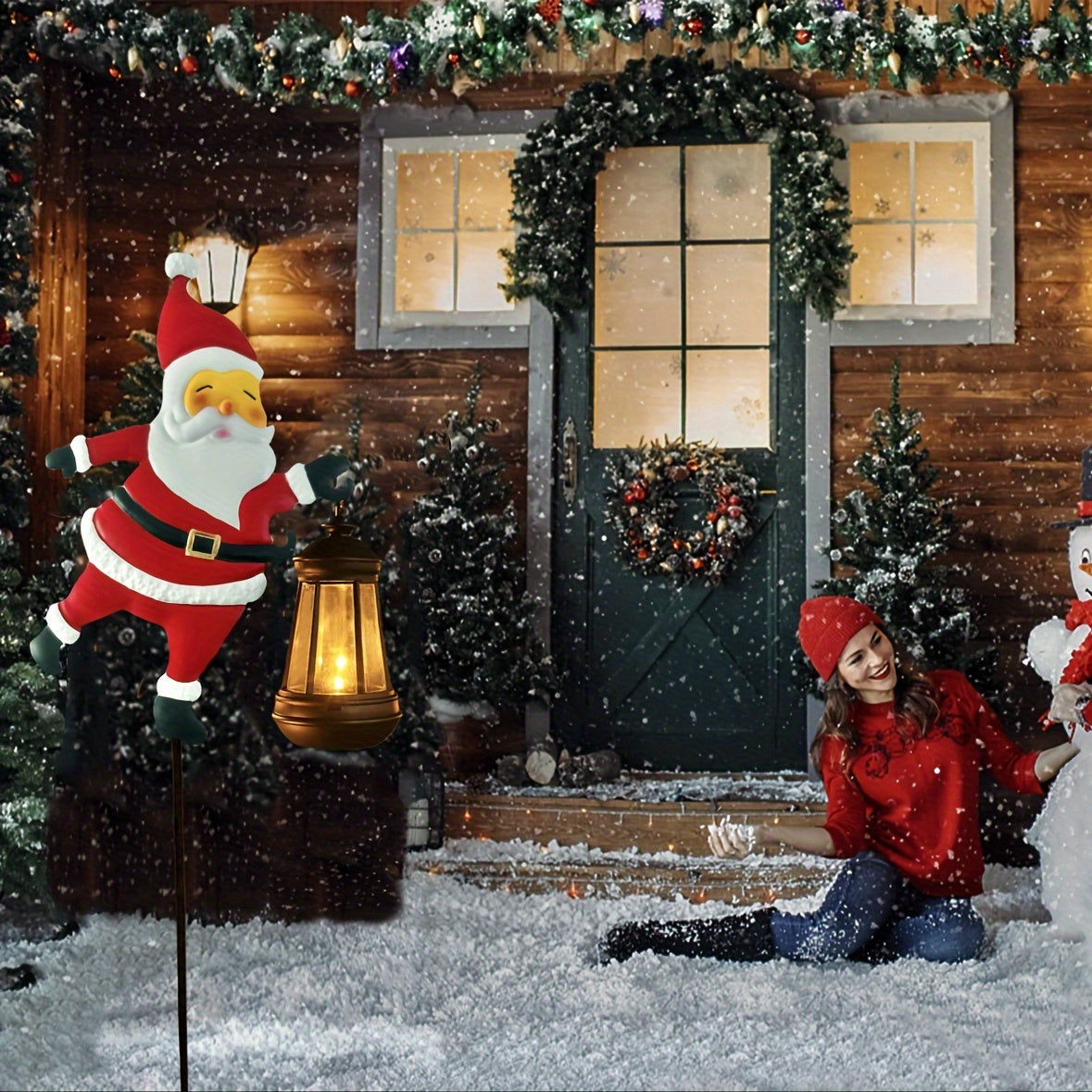 Solar Christmas Lights   IP44 Santa Claus LED Garden Decoration  Old for Man and Palace Lights  Outdoor Lawn Lighting  suitable for Courtyard  Path and Landscaping  Christmas  Halloween Decoration