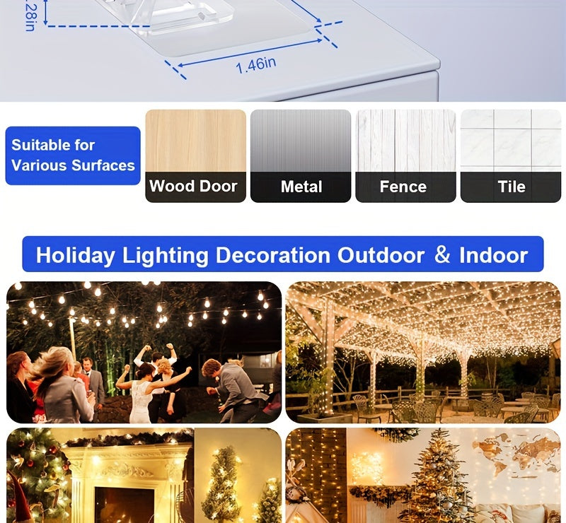 50pcs Waterproof Plastic Transparent Hanging Hook Set   Perfect for Hanging Christmas Lights  Cable ManaSynthetic Gemstoneent and Rope Organization  Suitable for Outdoor String Lights  Durable  UV Resistant Clear Self Adhesive Clips Halloween decorations