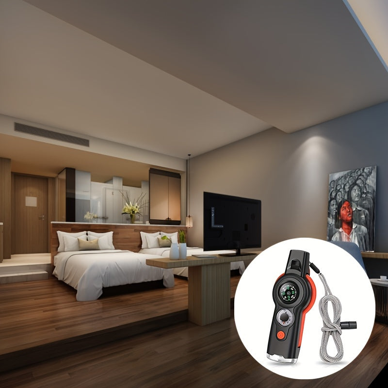 7-in-1 Emergency Survival Whistle: Outdoor Multifunctional Tool for Kayaking, Boating, Hiking, Camping, Climbing, Hunting, Fishing & Rescue Signaling