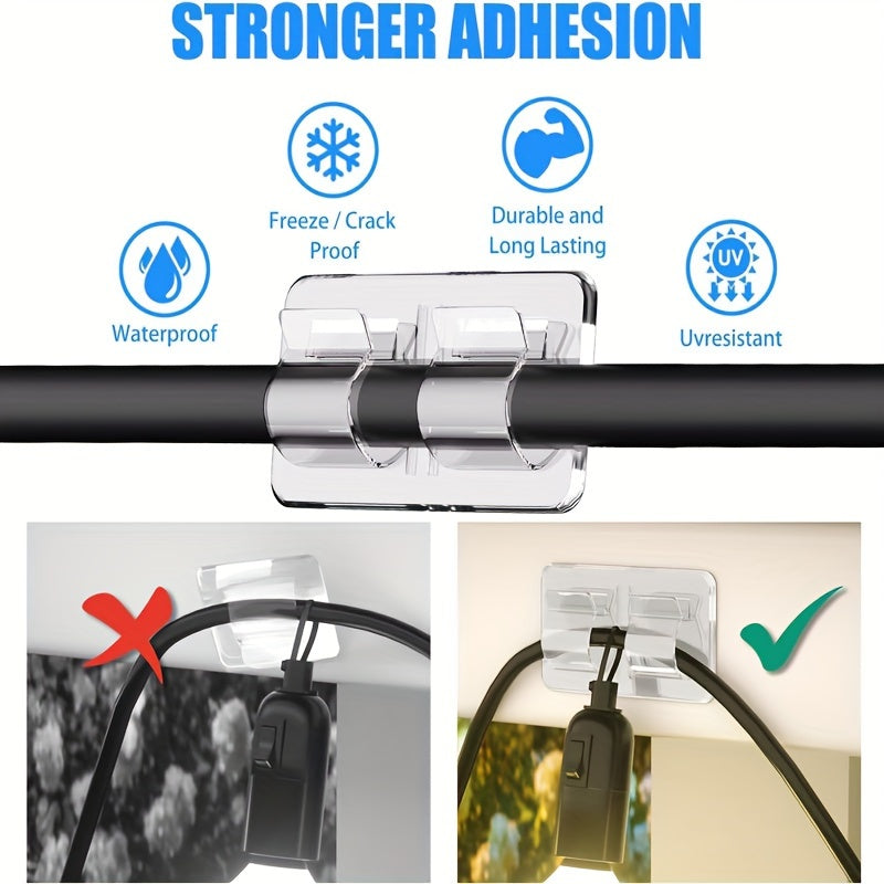 25pcs Clear Plastic Adhesive Hooks   Weather & UV Resistant Wall Hangers For Outdoor & Indoor Decor Lights Storage Organizer