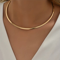 1 Golden Classic Simple Collar Neck Ring Hip Hop Metal Style Fashion Collar.Kpop Style Jewelry.
